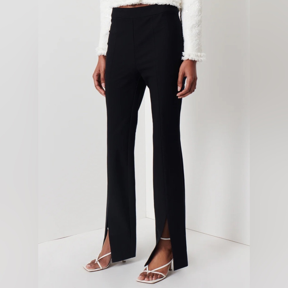 Derek Lam 10 Crosby Lucia Flare Slit Black 2 Way Twill Stretch Cotton Pant EUC 0